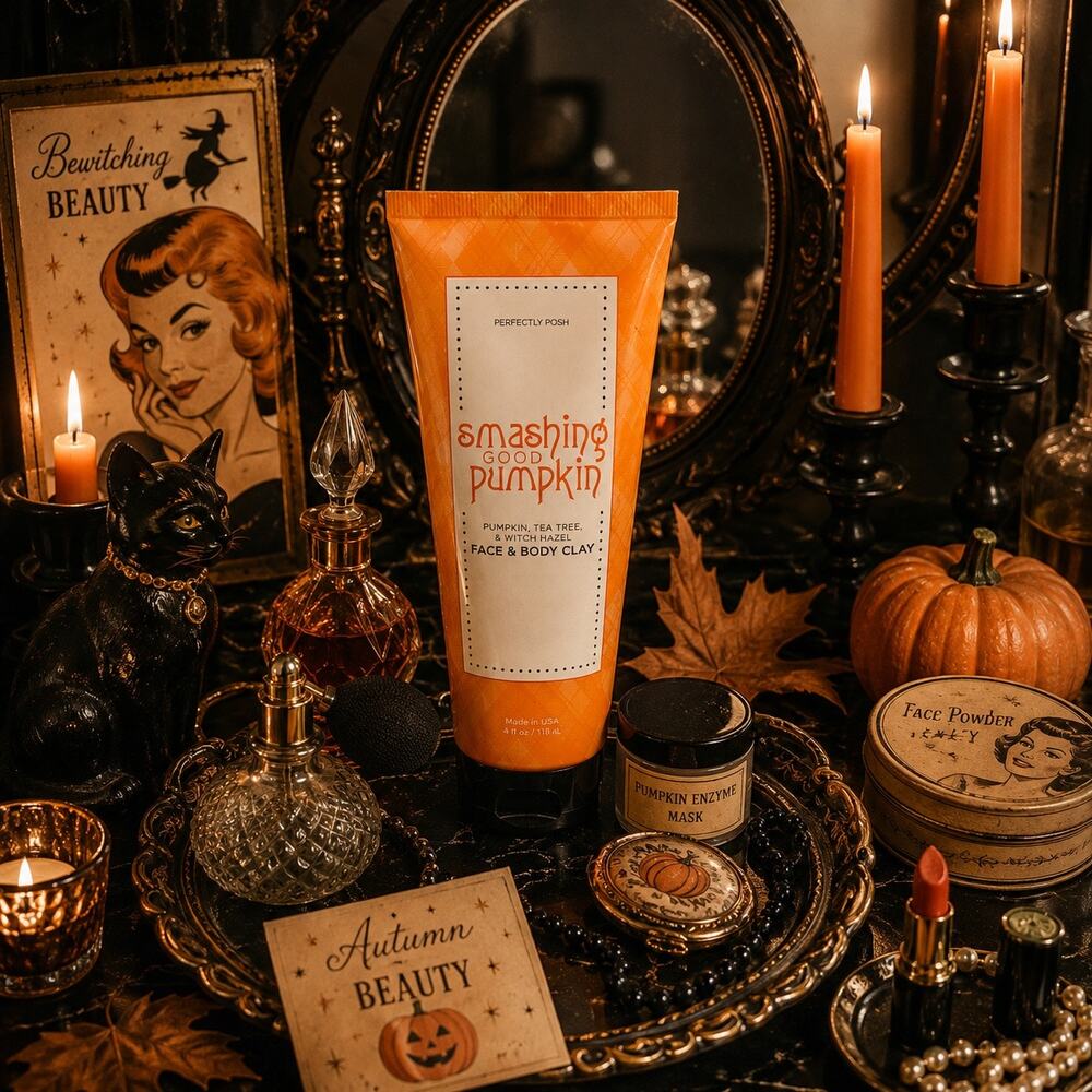 Perfectly Posh Smashing Good Pumpkin Face Body Clay Mask Discontinued Rare 4 oz